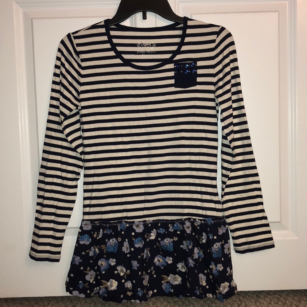 Justice long-sleeved striped and floral shirt